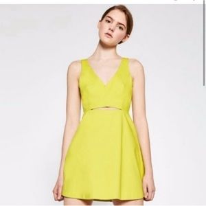yellow zara cutout mini dress